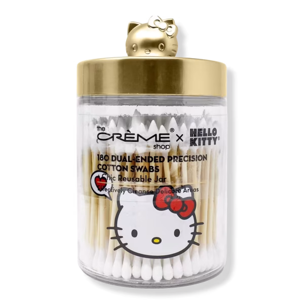 Hello Kitty Chic Reusable Jar with Cotton Swabs - Matte Gold