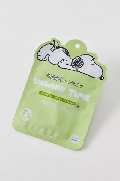Peanuts x CélaVi Unwind Time Sheet Mask – Green Tea + Aloe +