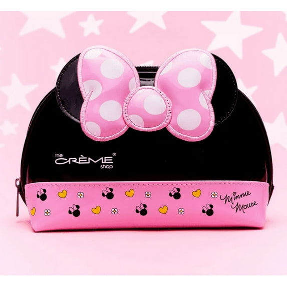 Pink Black Minnie Mouse Dome Travel Pouch